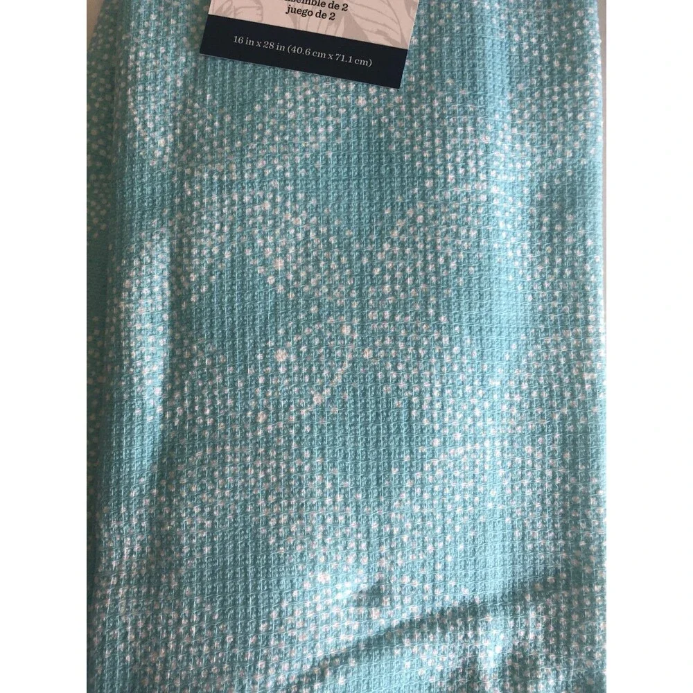 Tommy Bahama Kitchen Dish Towels Beach Summer House Aqua Blue Cotton Set of 2